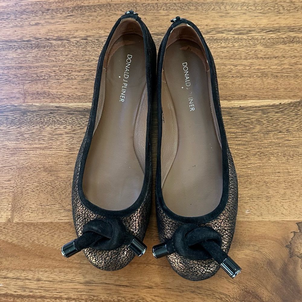 Donald J. Pliner Gracie Ballet Flat Knot Metallic Bronze Black - Picture 2 of 7